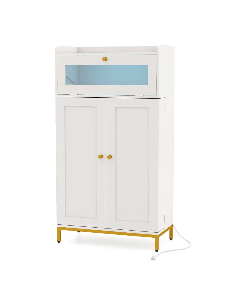 Kitchen Pantry Cabinet Freestanding Food Storage Cupboard-White - White - Sideboards Cabinets & Buffets