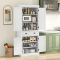 Kitchen Pantry Storage Cabinet with Doors Drawer and Adjustable Shelves-White - White - Sideboards Cabinets & Buffets