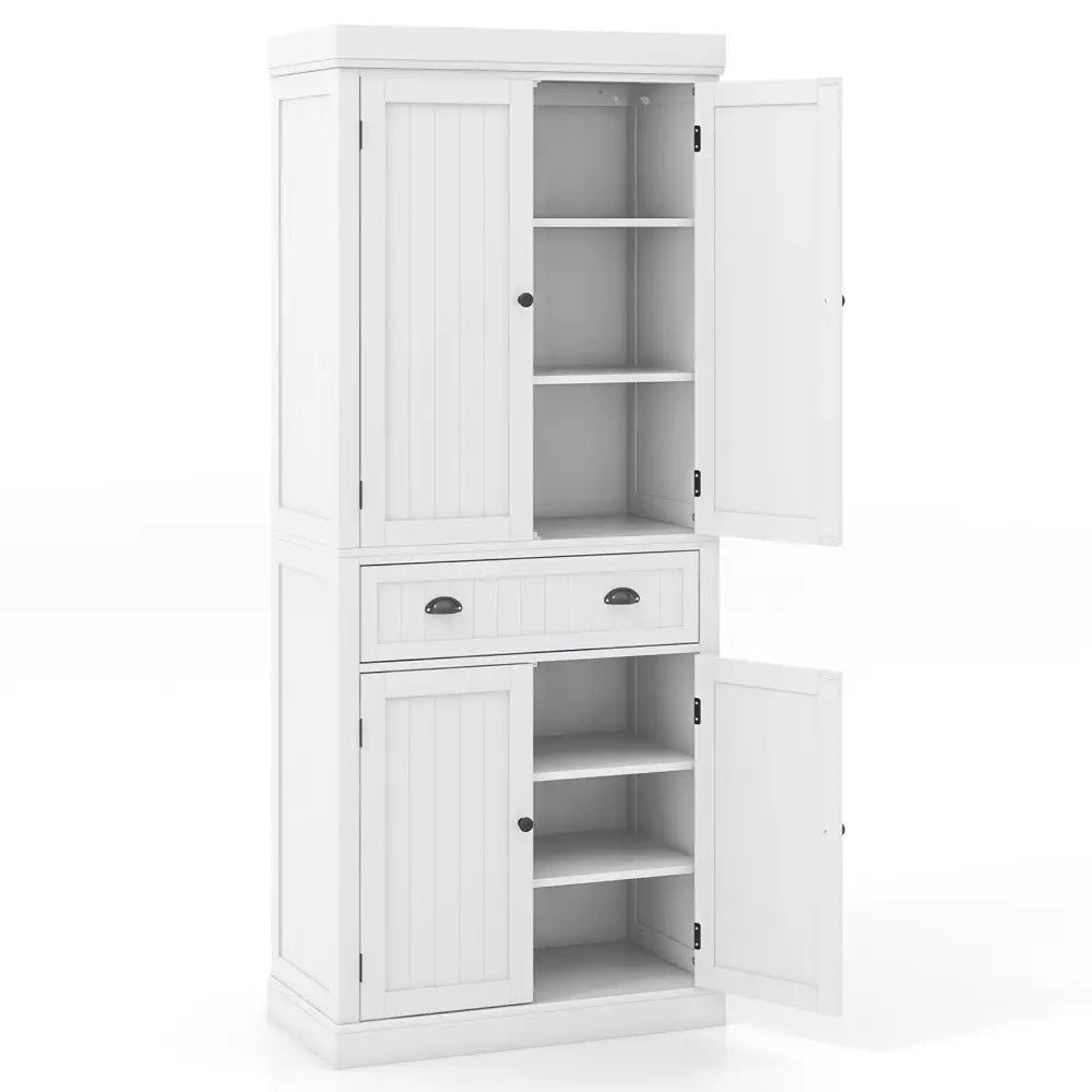 Kitchen Pantry Storage Cabinet with Doors Drawer and Adjustable Shelves-White - White - Sideboards Cabinets & Buffets