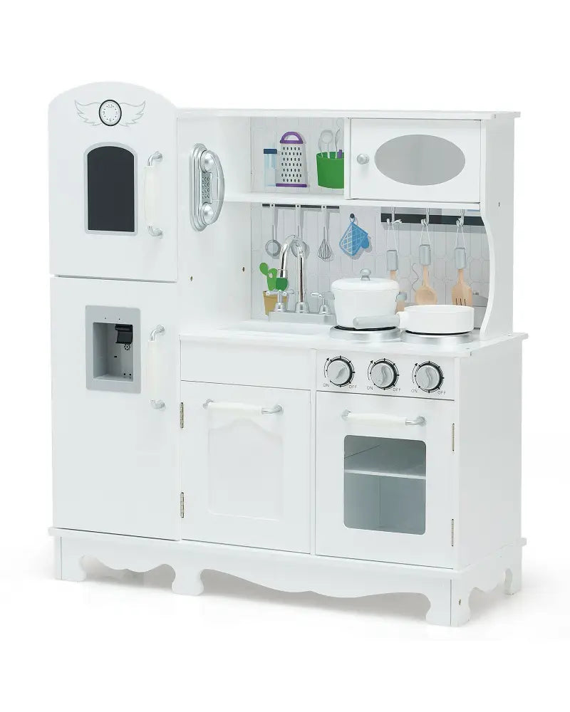 Kitchen Pretend Play Cookware Set Toys for Kids with Water Dispenser - White - Play Kitchen Sets