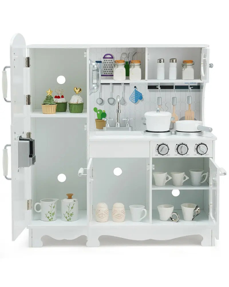 Kitchen Pretend Play Cookware Set Toys for Kids with Water Dispenser - White - Play Kitchen Sets