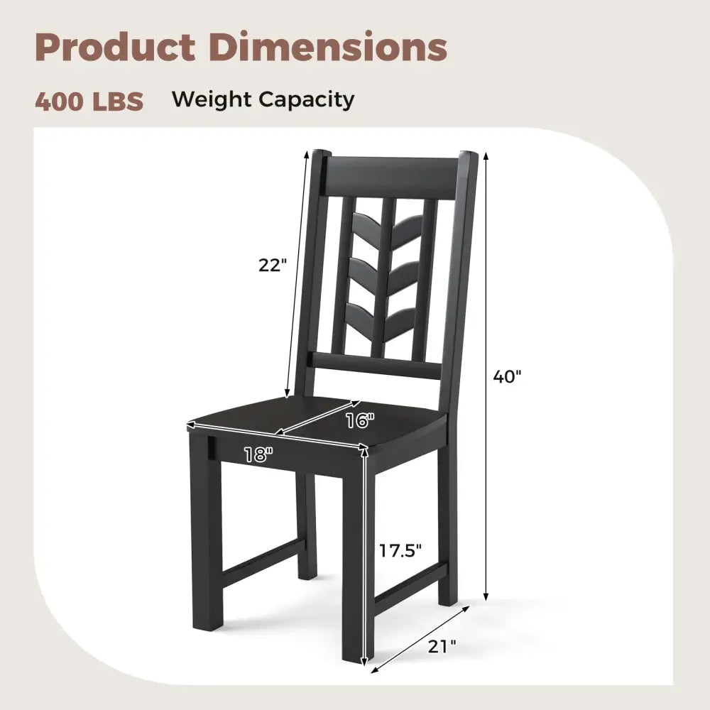 Kitchen Side Dining Chair Set of 2 with Rubber Wood Frame-Black - Black - Dining Chairs