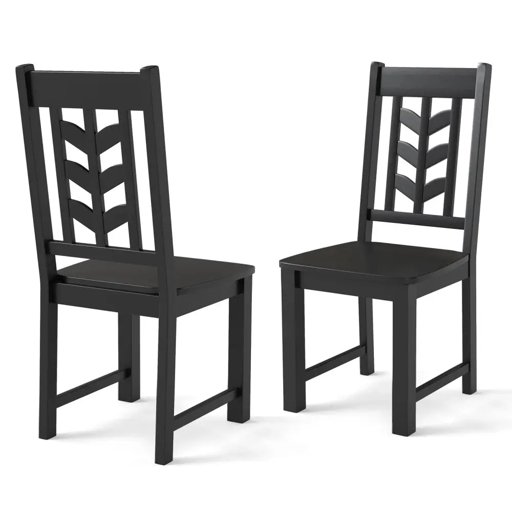 Kitchen Side Dining Chair Set of 2 with Rubber Wood Frame-Black - Black - Dining Chairs