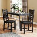 Kitchen Side Dining Chair Set of 2 with Rubber Wood Frame-Black - Black - Dining Chairs