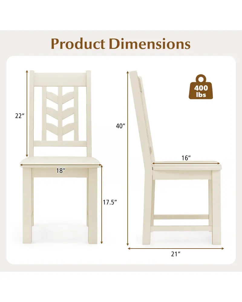 Kitchen Side Dining Chair Set of 2 with Rubber Wood Frame-Cream White - Cream White - Dining Chairs