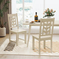 Kitchen Side Dining Chair Set of 2 with Rubber Wood Frame-Cream White - Cream White - Dining Chairs