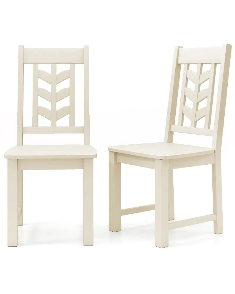Kitchen Side Dining Chair Set of 2 with Rubber Wood Frame-Cream White - Cream White - Dining Chairs