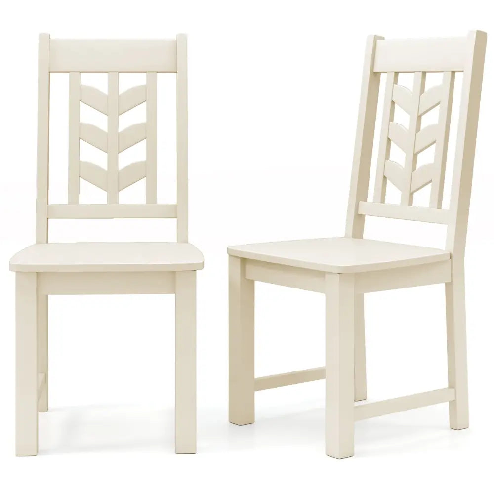 Kitchen Side Dining Chair Set of 2 with Rubber Wood Frame-Cream White - Cream White - Dining Chairs