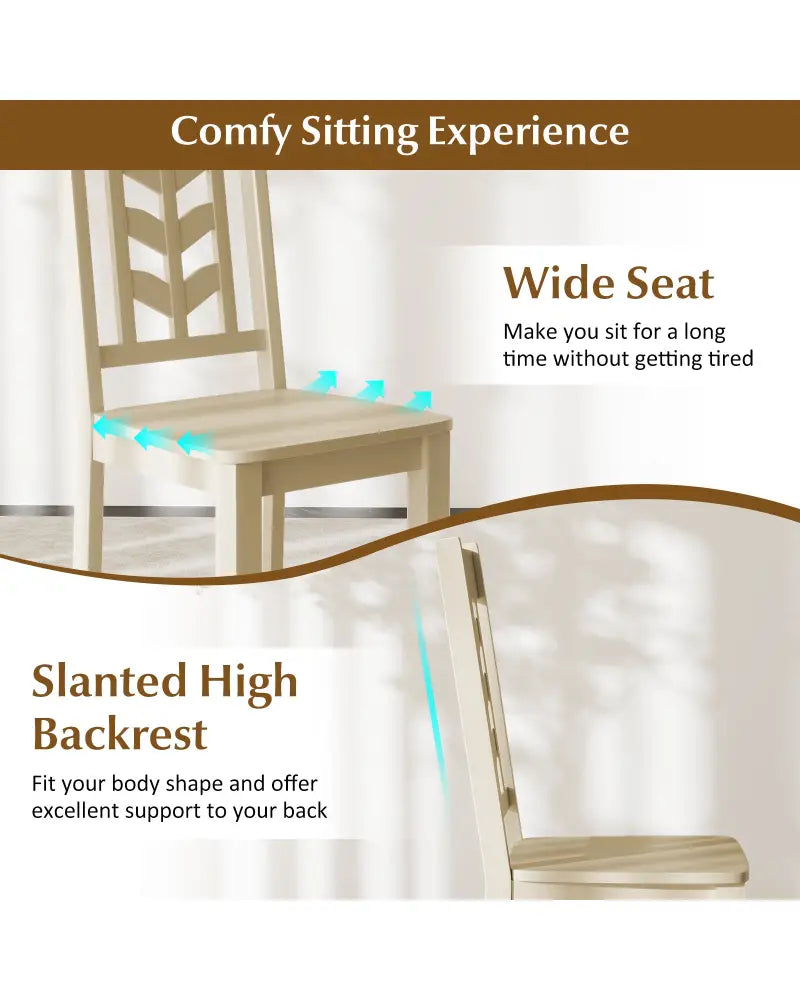 Kitchen Side Dining Chair Set of 2 with Rubber Wood Frame-Cream White - Cream White - Dining Chairs