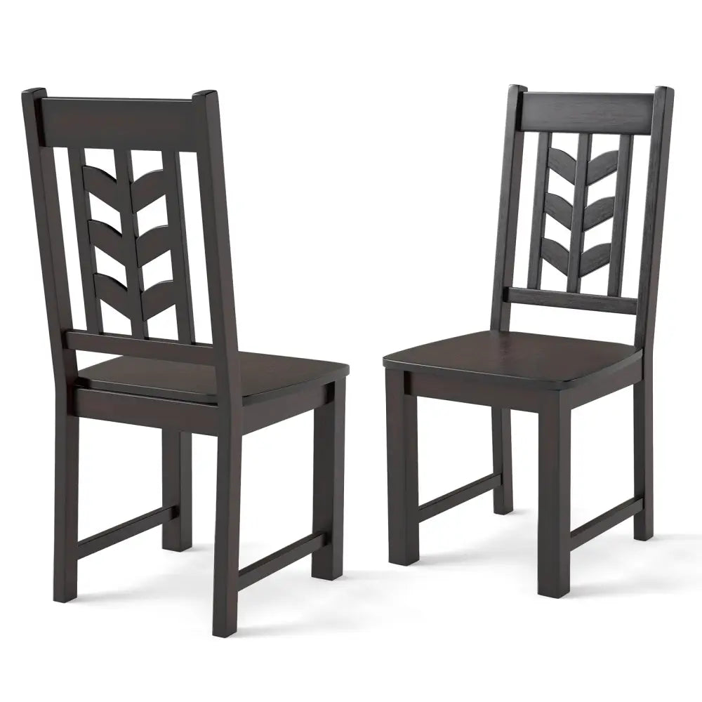 Kitchen Side Dining Chair Set of 2 with Rubber Wood Frame-Rustic Brown - Rustic Brown - Dining Chairs