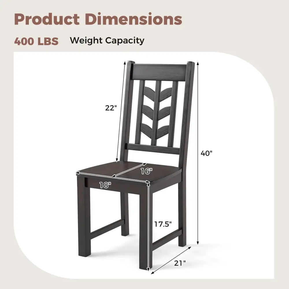 Kitchen Side Dining Chair Set of 2 with Rubber Wood Frame-Rustic Brown - Rustic Brown - Dining Chairs