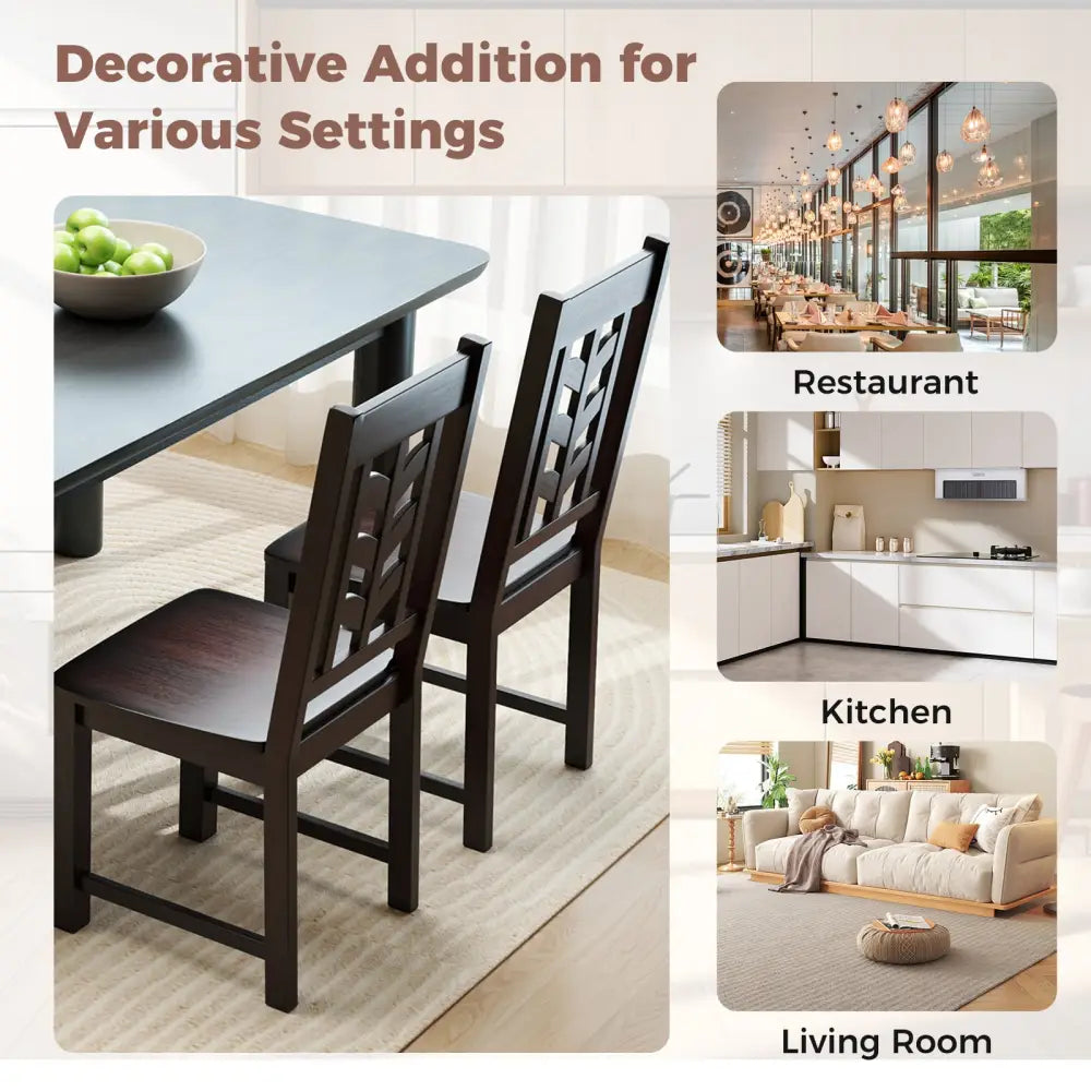 Kitchen Side Dining Chair Set of 2 with Rubber Wood Frame-Rustic Brown - Rustic Brown - Dining Chairs