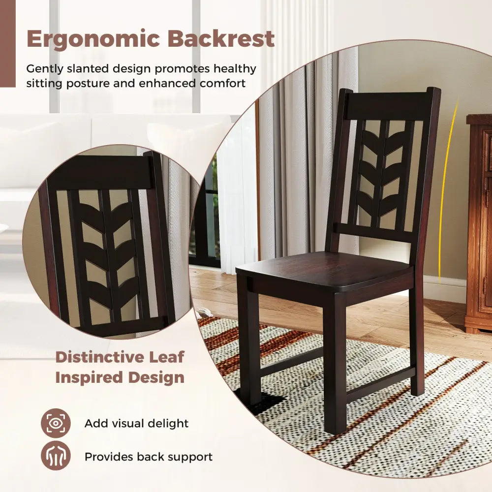 Kitchen Side Dining Chair Set of 2 with Rubber Wood Frame-Rustic Brown - Rustic Brown - Dining Chairs