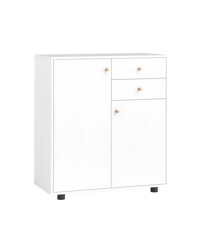 Kitchen Sideboard Buffet Cabinet Coffee Bar Cabinet with 2 Drawers 2 Doors and 3 Adjustable Shelves-White - White