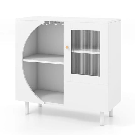 Kitchen Sideboard with Glasses Holder for Living Room Dining Room-White - White - Sideboards Cabinets & Buffets
