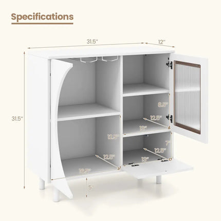 Kitchen Sideboard with Glasses Holder for Living Room Dining Room-White - White - Sideboards Cabinets & Buffets