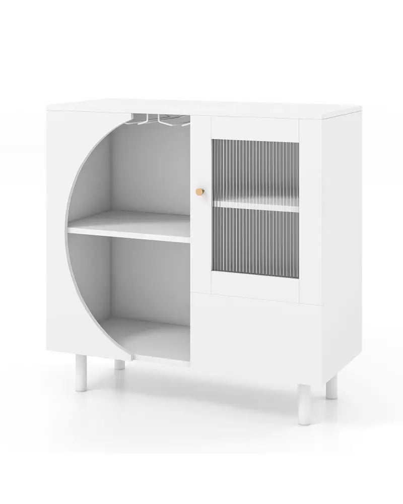 Kitchen Sideboard with Glasses Holder for Living Room Dining Room-White - White - Sideboards Cabinets & Buffets