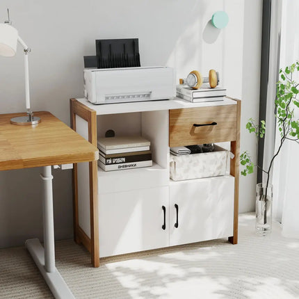Kitchen Storage Cabinet with Drawer Pull-Out Shelf and 2 Doors-White - White - Sideboards Cabinets & Buffets