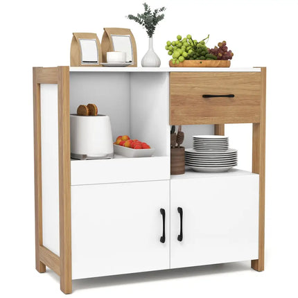 Kitchen Storage Cabinet with Drawer Pull-Out Shelf and 2 Doors-White - White - Sideboards Cabinets & Buffets