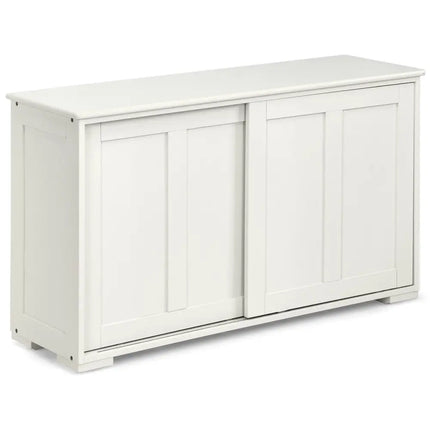 Kitchen Storage Cupboard Cabinet with Sliding Door-Antique White - White - Sideboards Cabinets & Buffets
