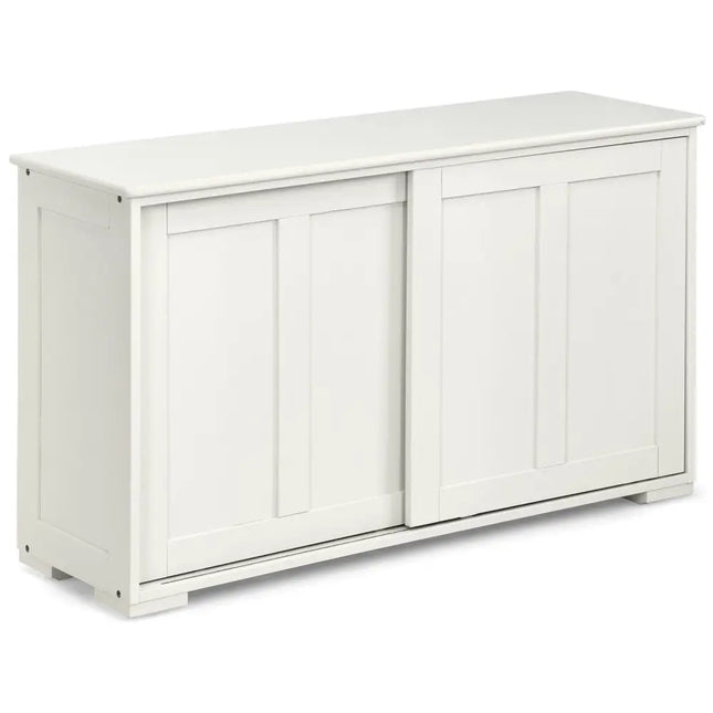 Kitchen Storage Cupboard Cabinet with Sliding Door-Antique White - White - Sideboards Cabinets & Buffets