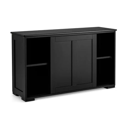Kitchen Storage Cupboard Cabinet with Sliding Door-Black - Black - Sideboards Cabinets & Buffets