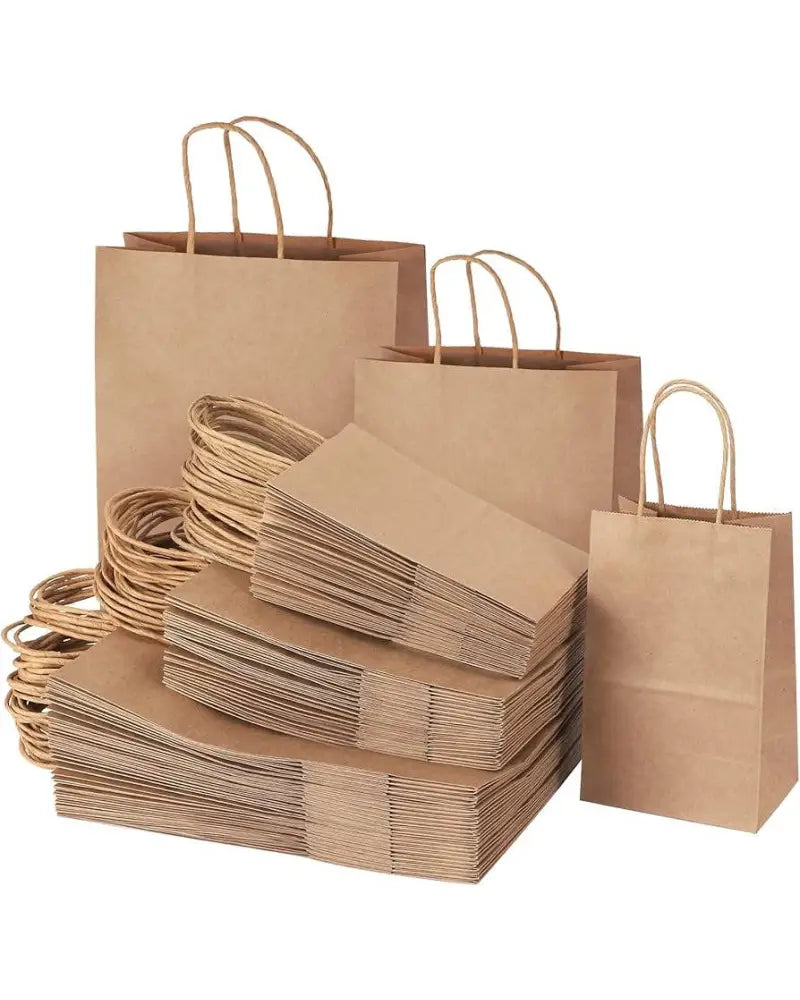 Kraft Twisted Paper Handles Paper Bag *Sold in packs of 25* - 6”W + 3”D x 8¼”H