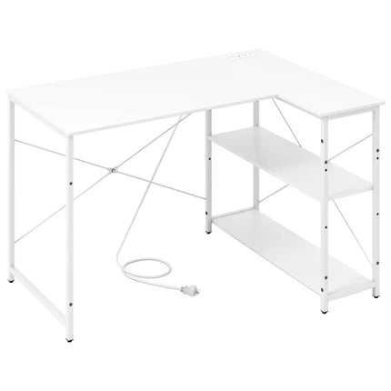 L-shaped 47 Inch Reversible Corner Desk with Adjustable Storage Shelves-White - White - L-Shaped Desks