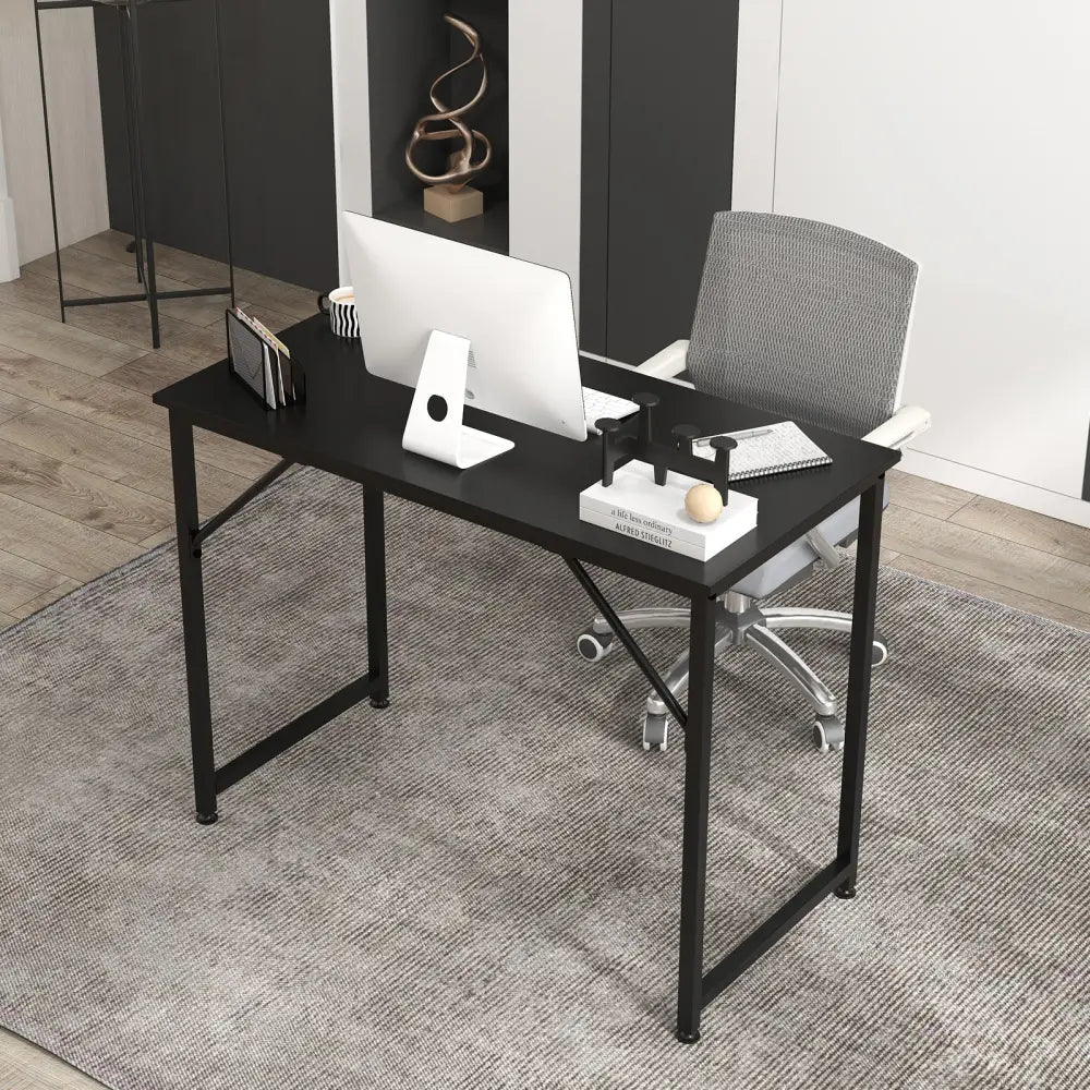 L Shaped Computer Desk and Writing Workstation for Home and Office-Black - Black - Writing Desks
