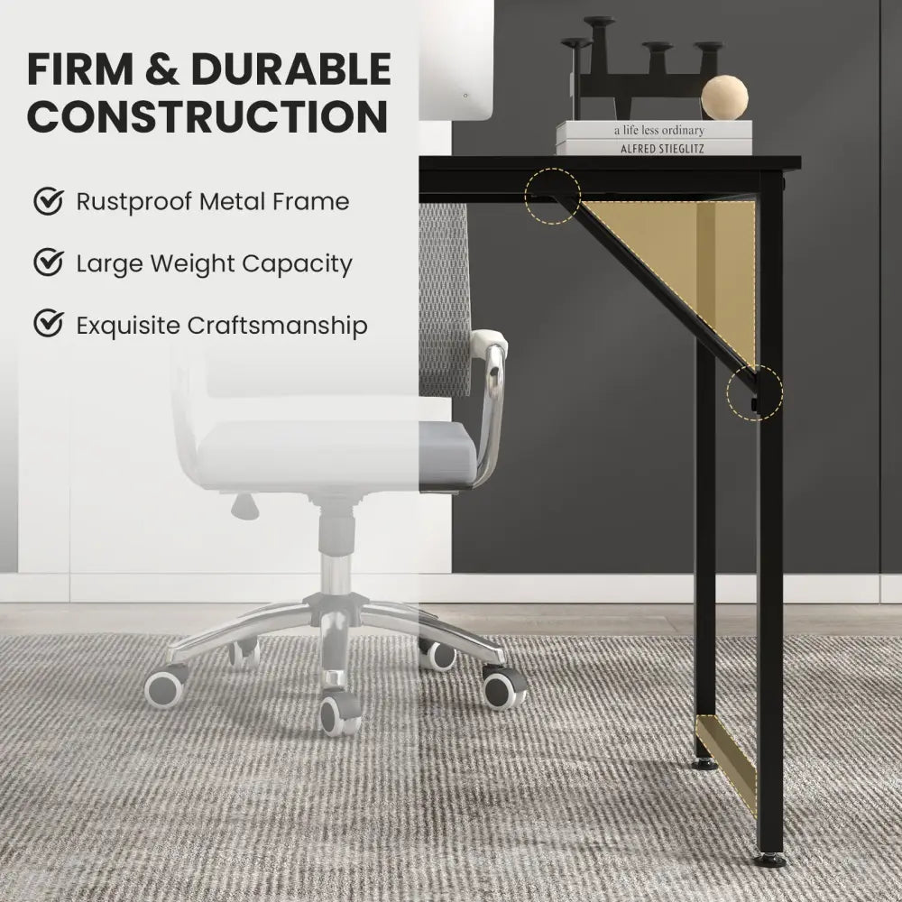 L Shaped Computer Desk and Writing Workstation for Home and Office-Black - Black - Writing Desks