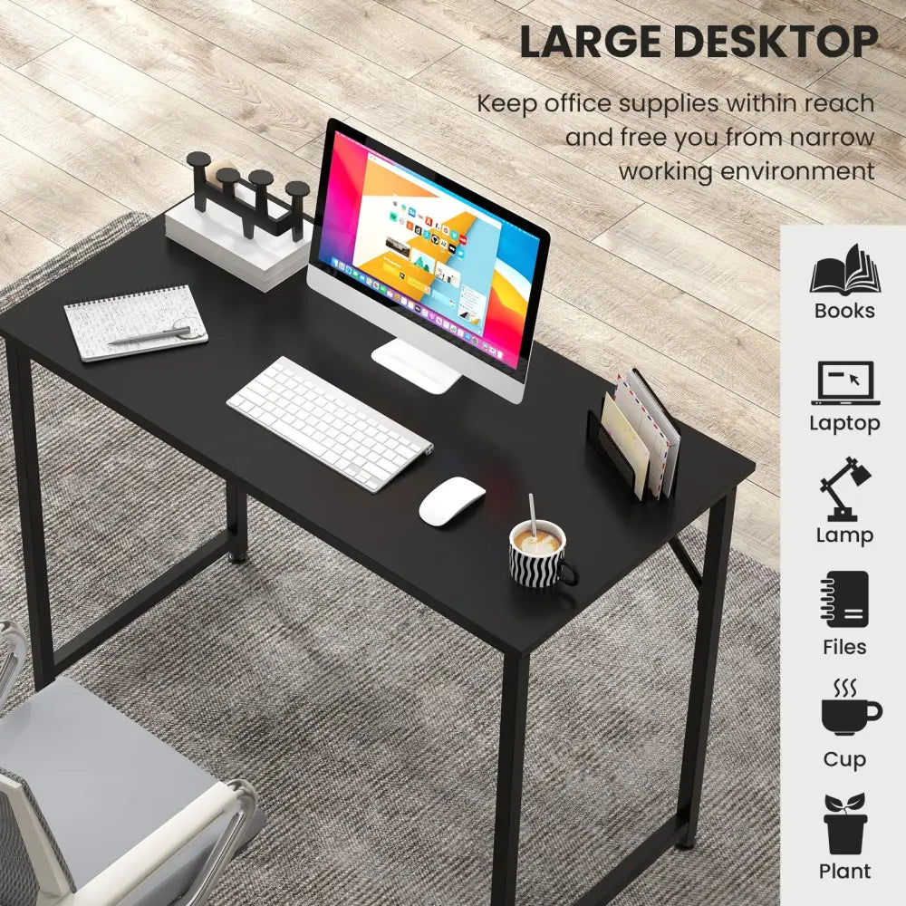 L Shaped Computer Desk and Writing Workstation for Home and Office-Black - Black - Writing Desks