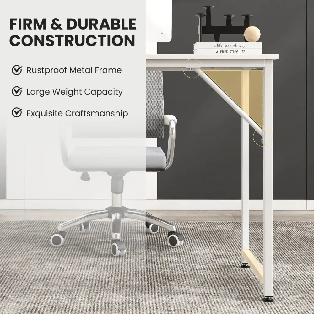 L Shaped Computer Desk and Writing Workstation for Home and Office-White - White - Writing Desks