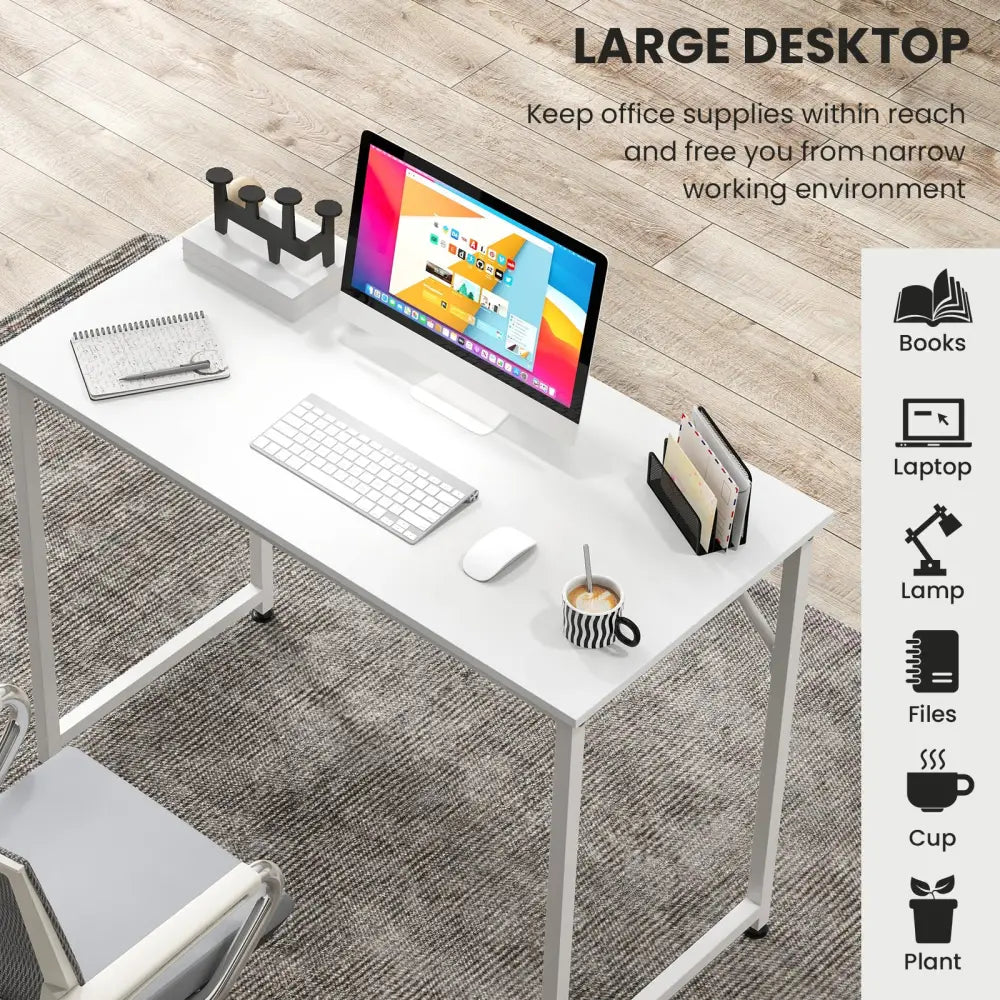 L Shaped Computer Desk and Writing Workstation for Home and Office-White - White - Writing Desks