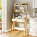Ladder Shelf Desk Bookcase with Countertop Drawer and 2 Shelves-Natural - Natural - Bookcases