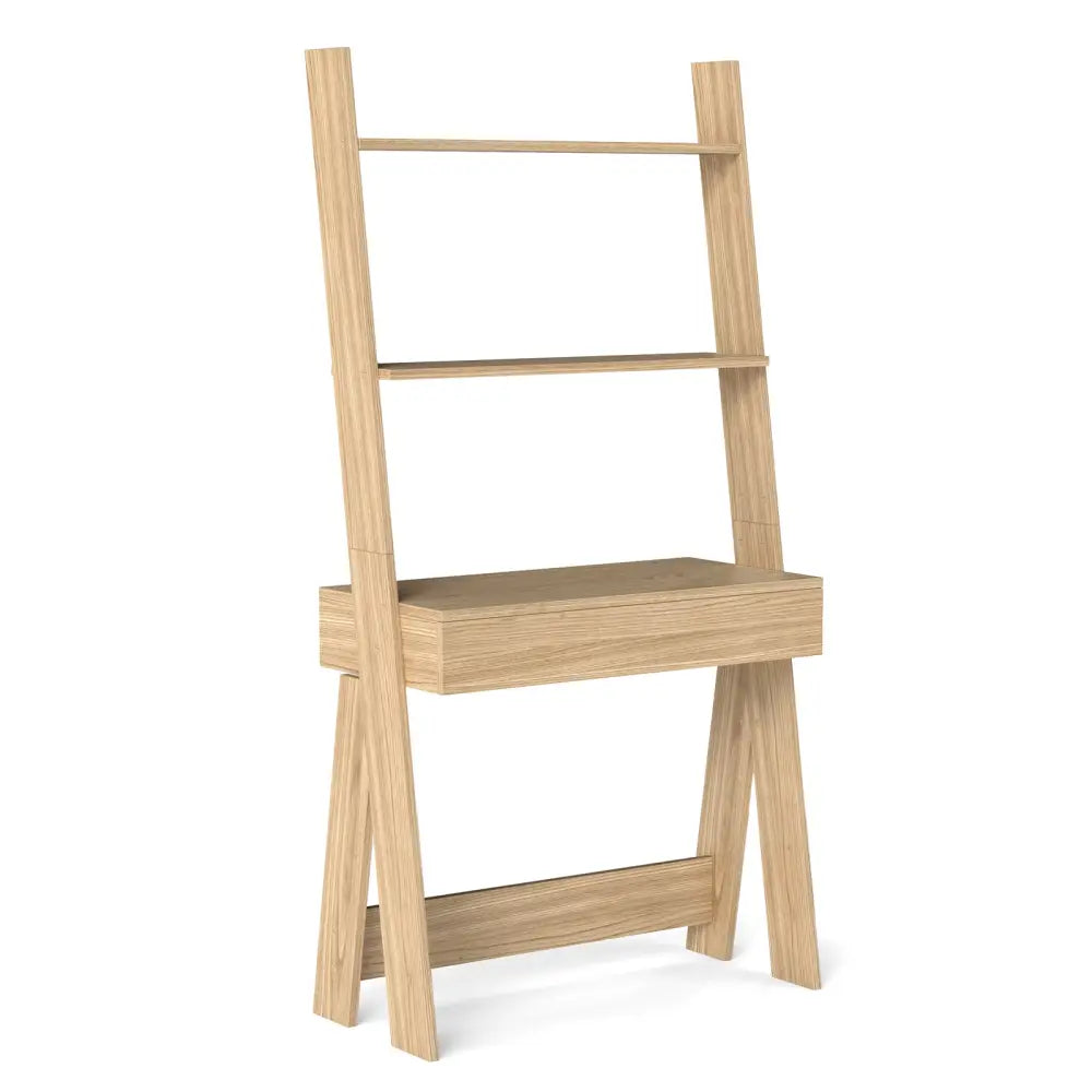 Ladder Shelf Desk Bookcase with Countertop Drawer and 2 Shelves-Natural - Natural - Bookcases