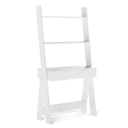 Ladder Shelf Desk with Countertop Drawer and Anti-Toppling Device-Oak - Oak - Bookcases