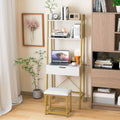 Ladder Vanity Desk Set with Flip Top Mirror and Cushioned Stool-Golden - Golden - Makeup Vanities