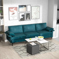 Large 3-Seat Sofa Sectional with Metal Legs and 2 USB Ports for 3-4 people-Turquoise - Turquoise - Sofas & Loveseats