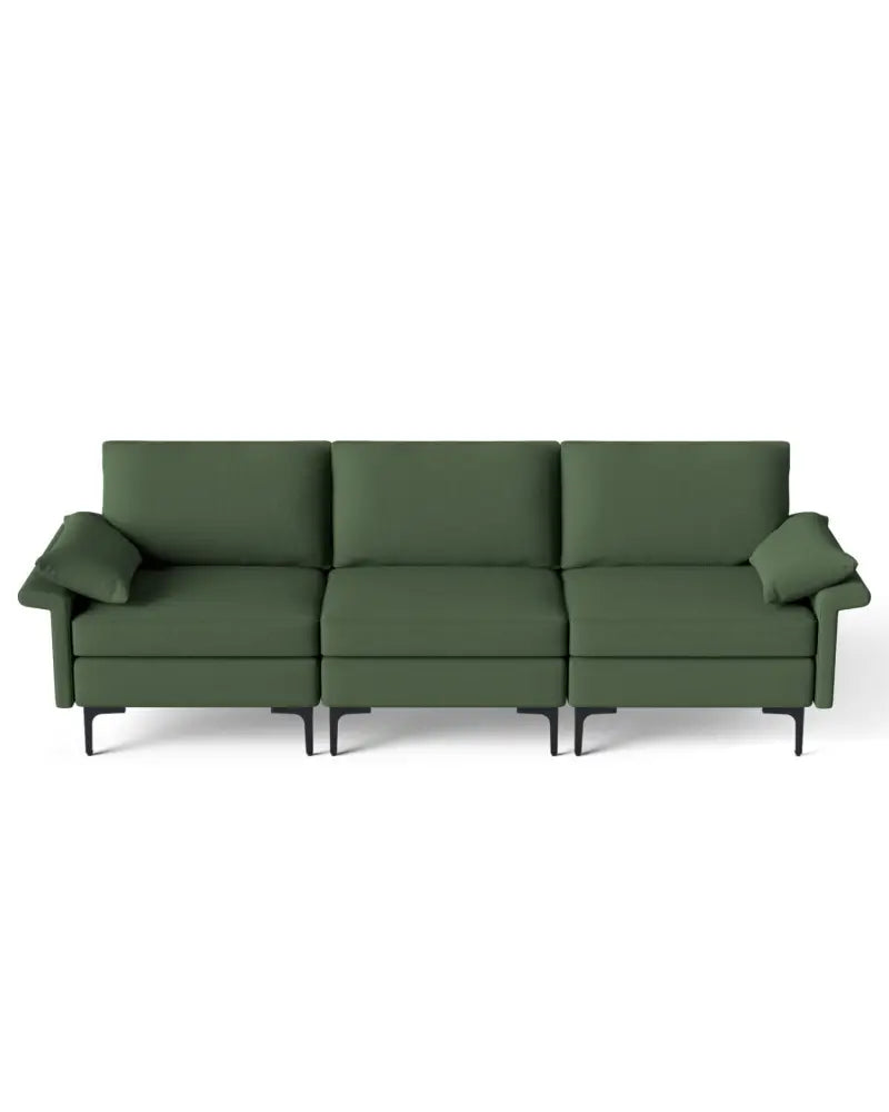 Large 3-Seat Sofa Sectional with Metal Legs for 3-4 people-Army Green - Army Green - Sofas & Loveseats