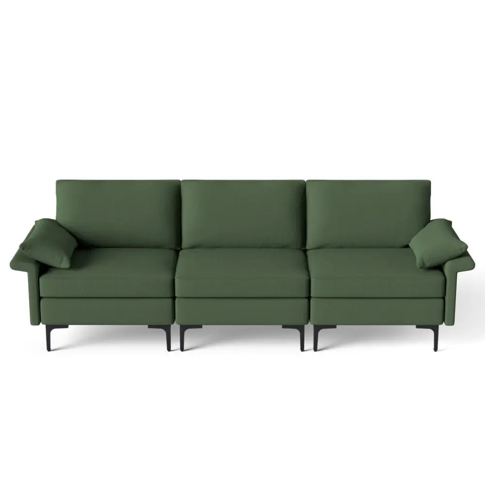 Large 3-Seat Sofa Sectional with Metal Legs for 3-4 people-Army Green - Army Green - Sofas & Loveseats