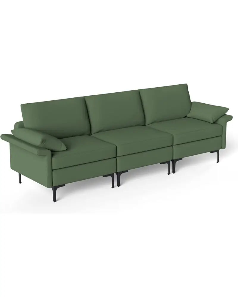 Large 3-Seat Sofa Sectional with Metal Legs for 3-4 people-Army Green - Army Green - Sofas & Loveseats