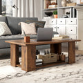 Large 36/41 Inch 2-tier Wooden Modern Coffee Table with Storage Shelf-Coffee - Coffee - Coffee Tables