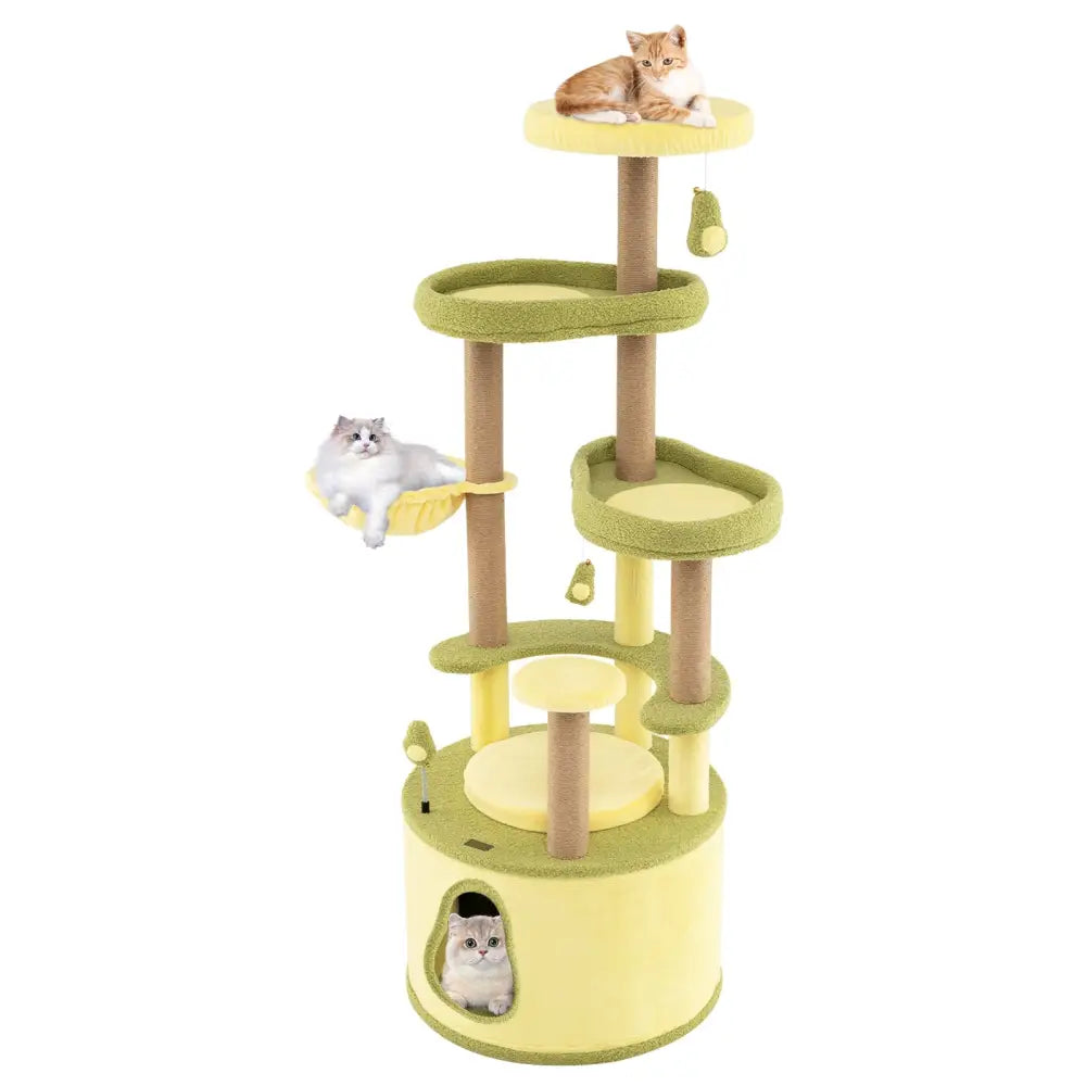 Large Avocado Cat Tree Multi-level Cat Tower with Private Condo-Green - Green - Cat Trees Condos & Scratchers