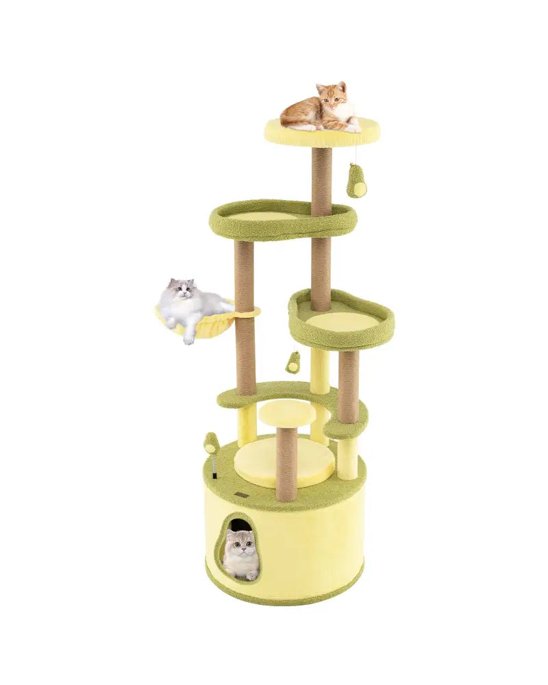 Large Avocado Cat Tree Multi-level Cat Tower with Private Condo-Green - Green - Cat Trees Condos & Scratchers