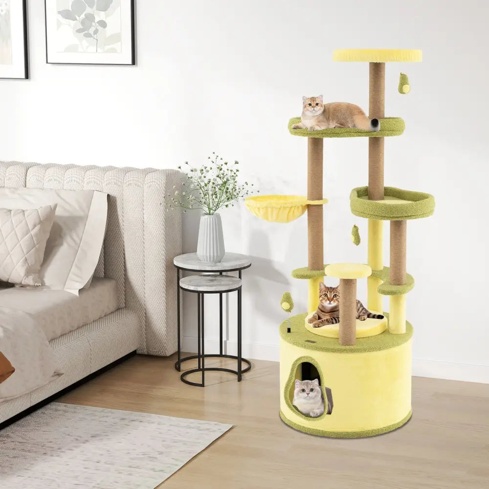 Large Avocado Cat Tree Multi-level Cat Tower with Private Condo-Green - Green - Cat Trees Condos & Scratchers