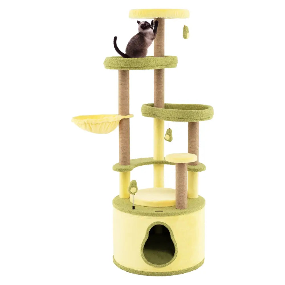 Large Avocado Cat Tree Multi-level Cat Tower with Private Condo-Green - Green - Cat Trees Condos & Scratchers