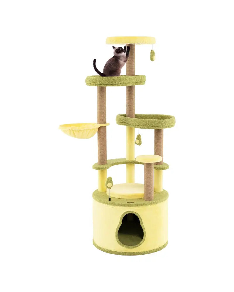 Large Avocado Cat Tree Multi-level Cat Tower with Private Condo-Green - Green - Cat Trees Condos & Scratchers
