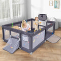 Large Baby Playpen with Mat and Ocean Balls-Dark gray - Dark Gray - Baby Playpen & Playards