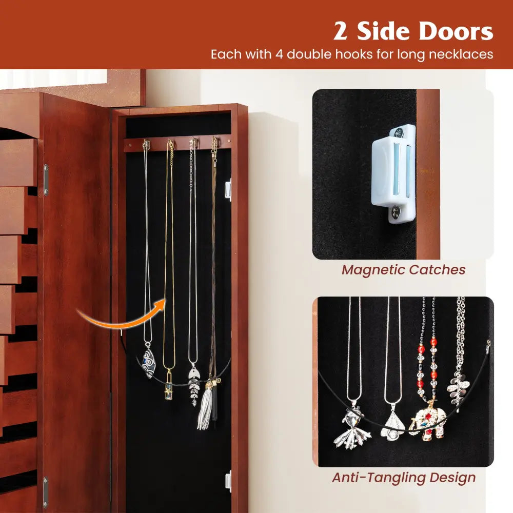 Large Capacity Jewelry Storage Cabinet with 9 Drawers - Brown - Jewelry Armoires