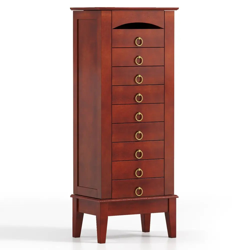 Large Capacity Jewelry Storage Cabinet with 9 Drawers - Brown - Jewelry Armoires